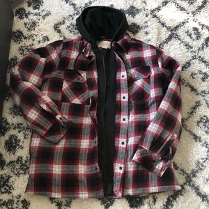 Boston Traders Red and Black Plaid Shirt Jacket